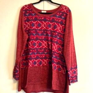 Oddy Sweater, maroon and blue, 2X